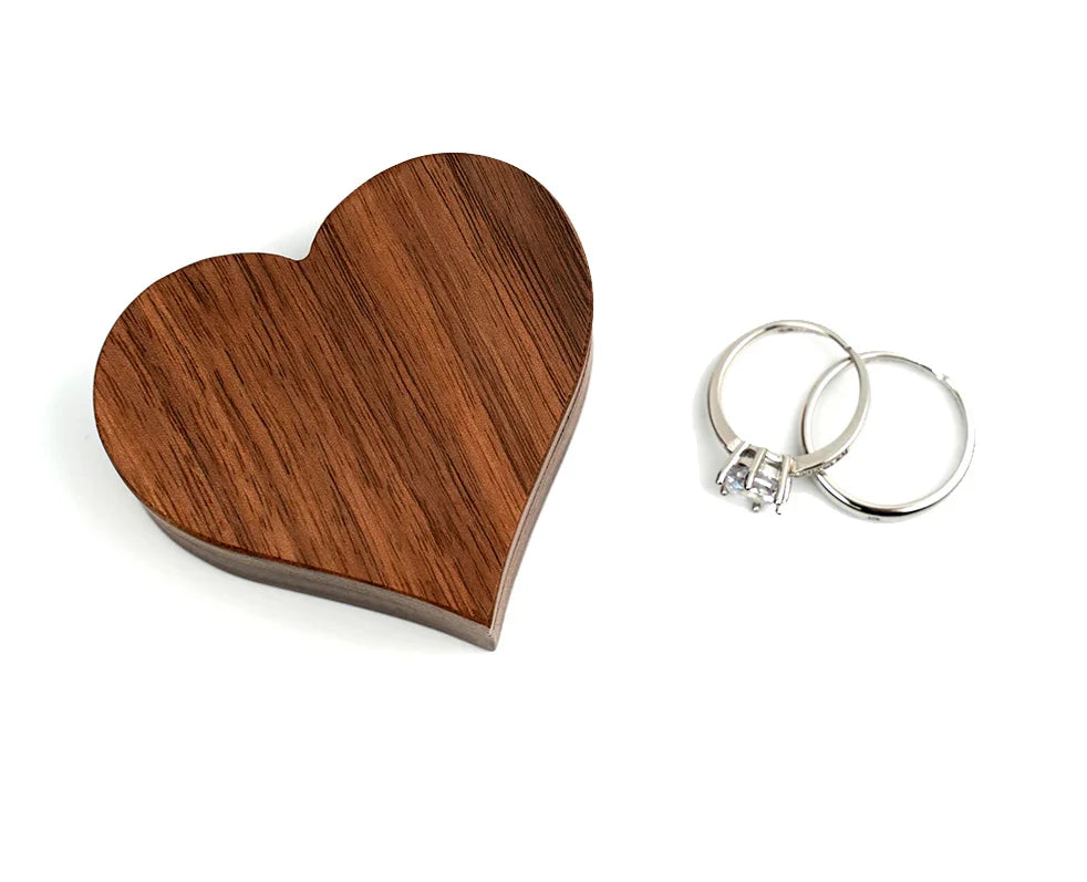 Wood Heart Shape Ring Box
