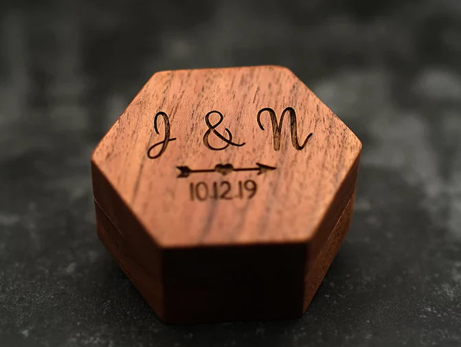 Hex Custom Wooden Ring Box