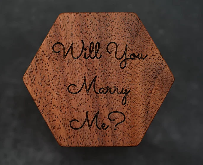 Hex Custom Wooden Ring Box