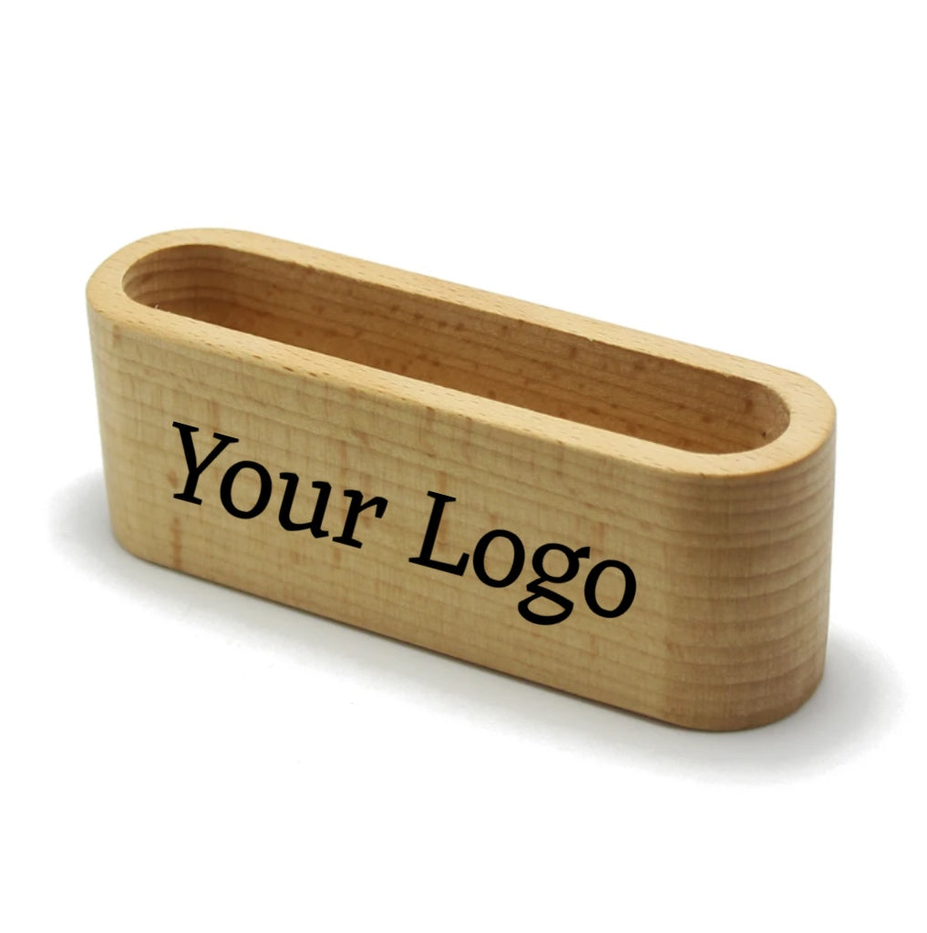 Custom Name Walnut Beech Wood Business  Desk Card Displayer