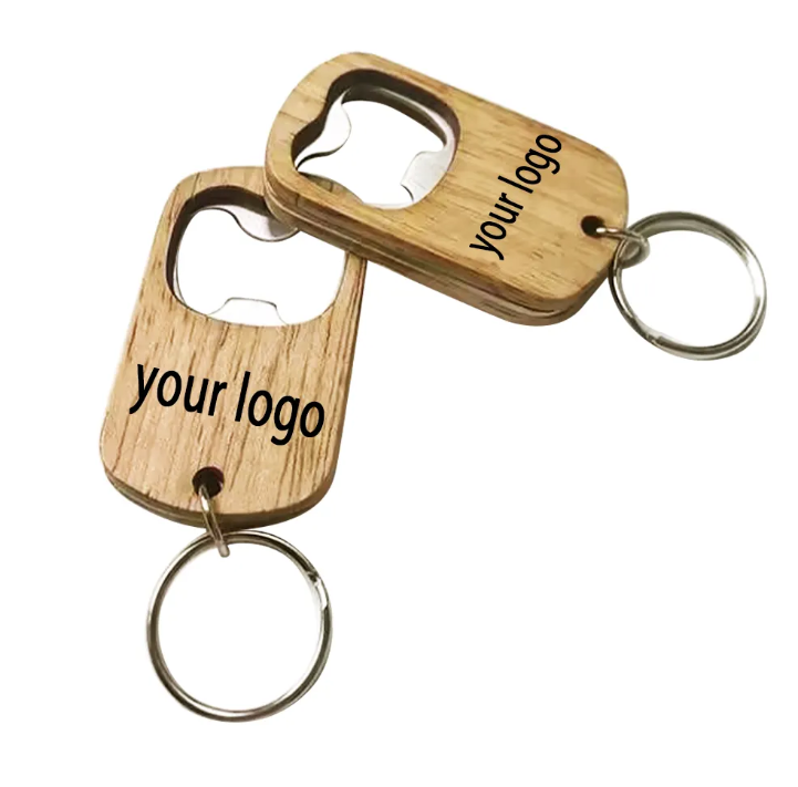 Wooden keychain bottle opener