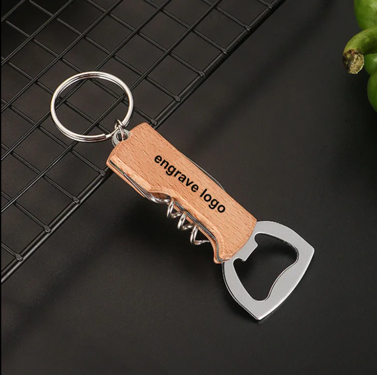 Wooden Wine Corkscrew Opener Bar Custom Logo