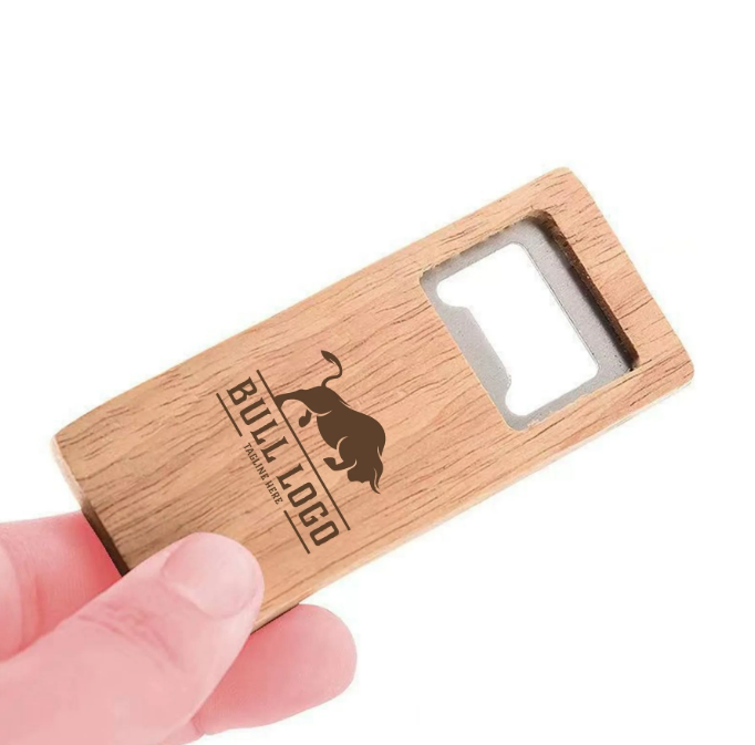 Custom Logo Square Natural Wooden Bottle Opener