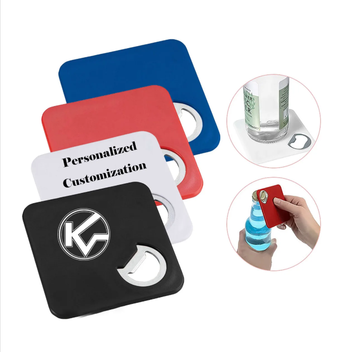 Custom Engeaved Logo Bottle Opener Coasters