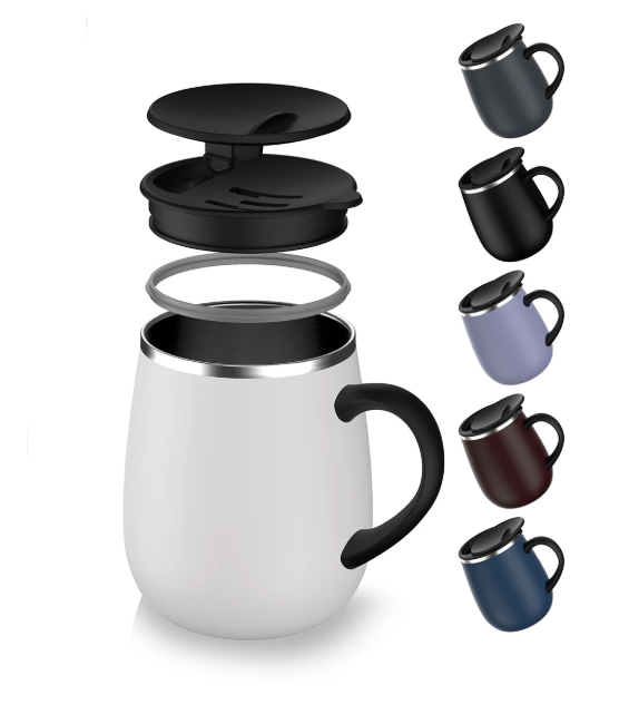 16oz Stainless Steel Coffee Cup  With Handle Lid