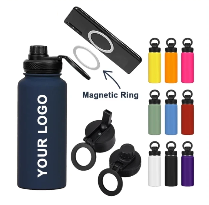 32oz  Stainless Steel Sports Water Bottle Insulated with Phone Holder