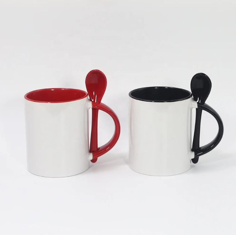 11oz Ceramic Coffee Mug with Colorful Spoon