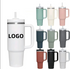 40oz Steel Travel Mug Tumbler with Straw & Handle