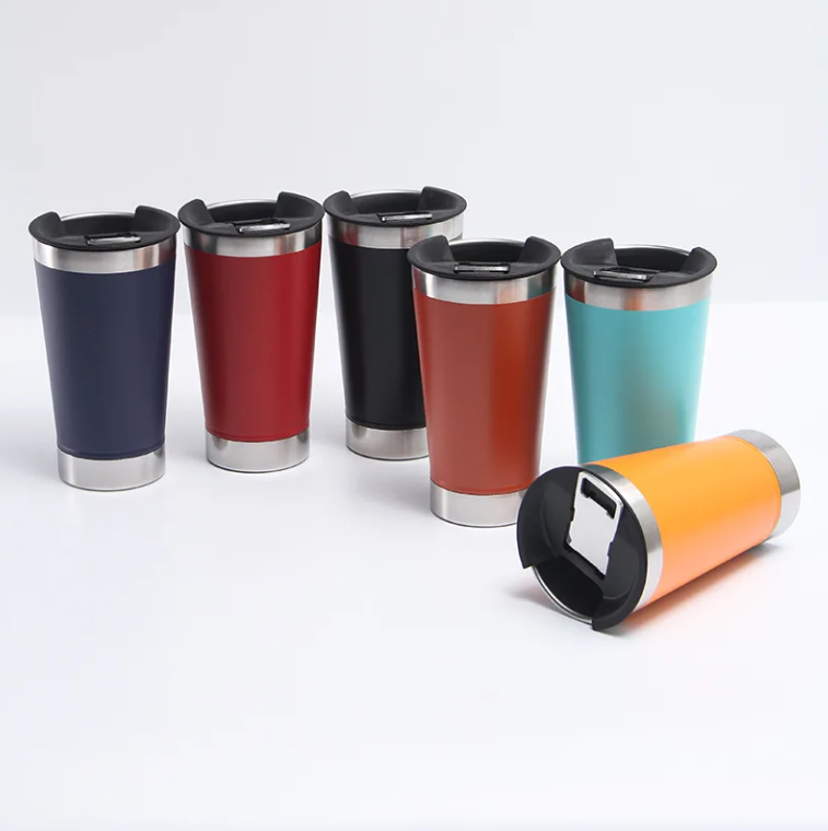 20oz Portable Bottle Opener Stainless Steel Double-Layer Auto Cup