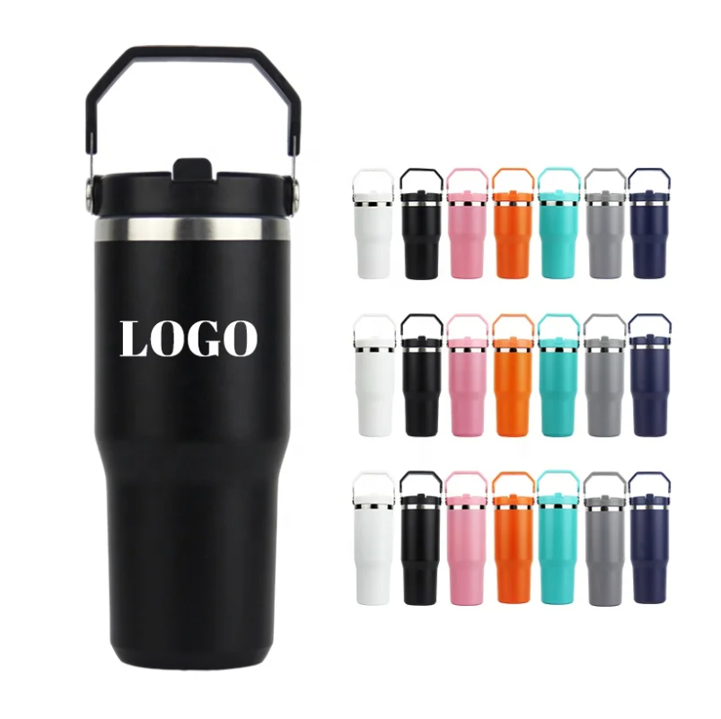 Custom Logo 30 oz Tumbler with Handle and Straw