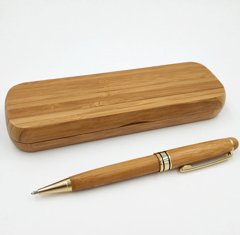 Natural Bamboo Ballpoint Pen with Matching Case