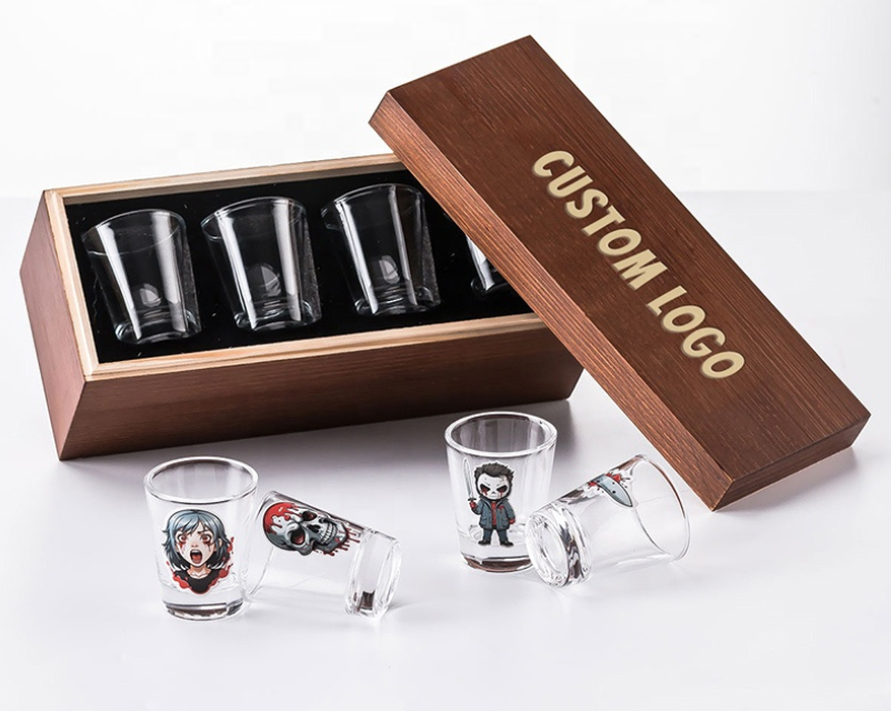 Custom Logo Shot Glasses With Wood Storage Box