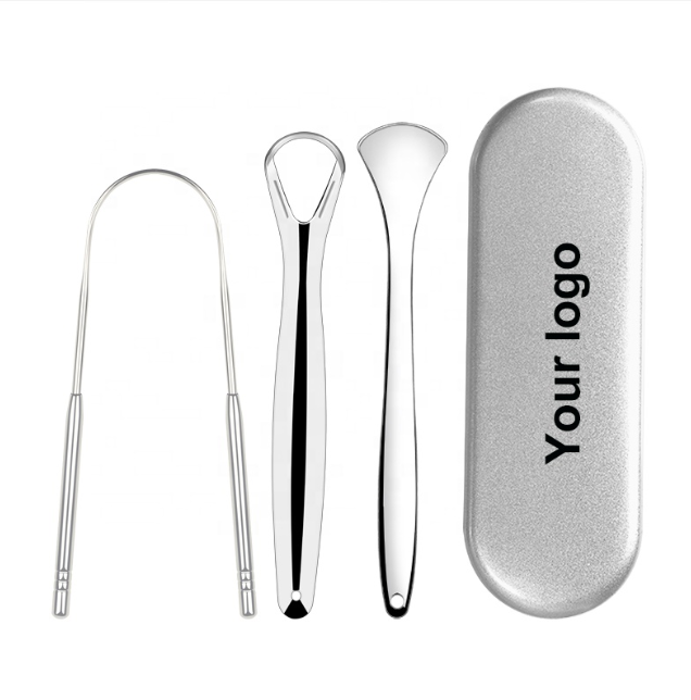 Custom Logo Stainless Steel Tongue Scrappers Kit