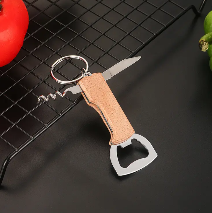 Wooden Wine Corkscrew Opener Bar Custom Logo