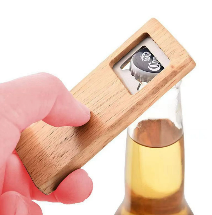 Custom Logo Square Natural Wooden Bottle Opener