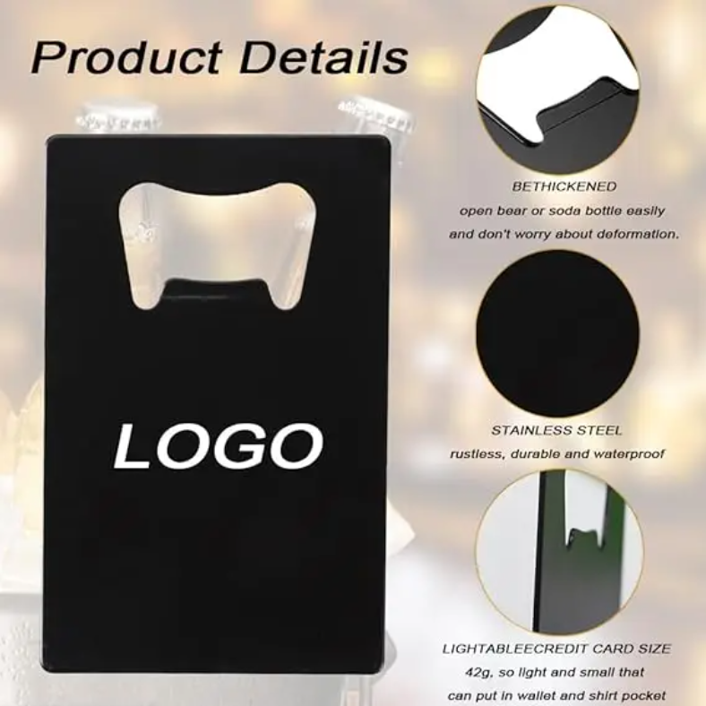 Custom Logo Stainless Steel Card Metal Beer Bottle Opener