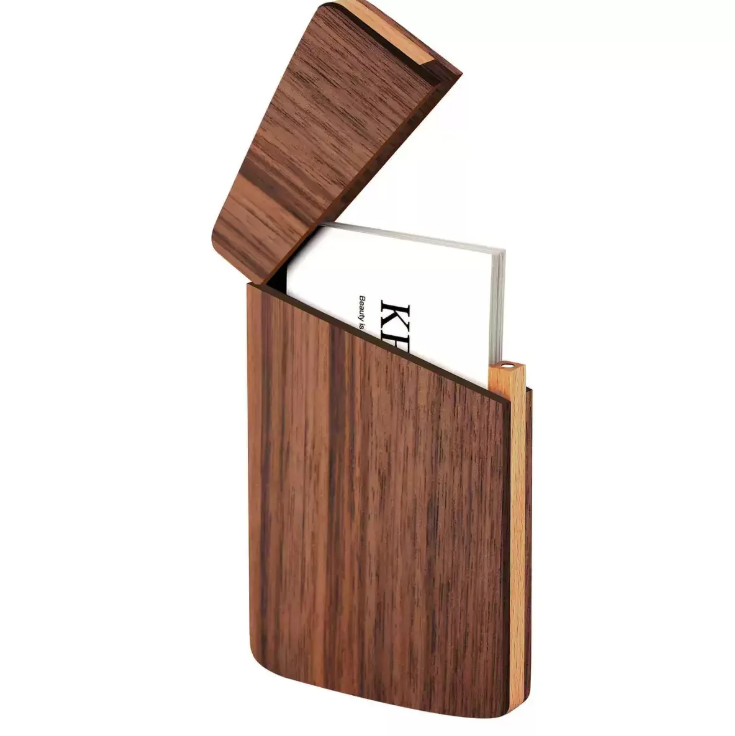 Natural Custom Engraved Wood Business Card Holder