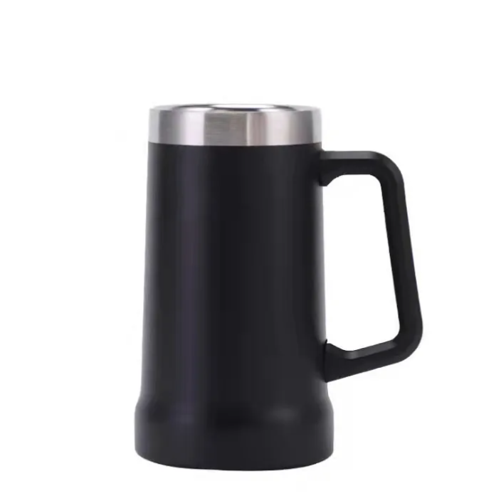 24oz Grip Stainless Steel Vacuum  Mug With Handle Lid Tumbler