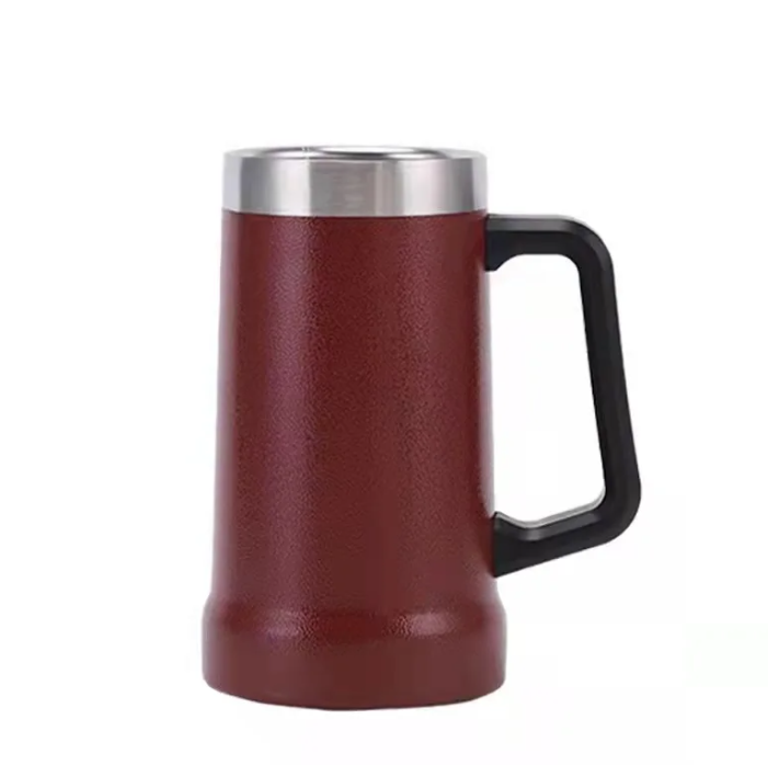 24oz Grip Stainless Steel Vacuum  Mug With Handle Lid Tumbler