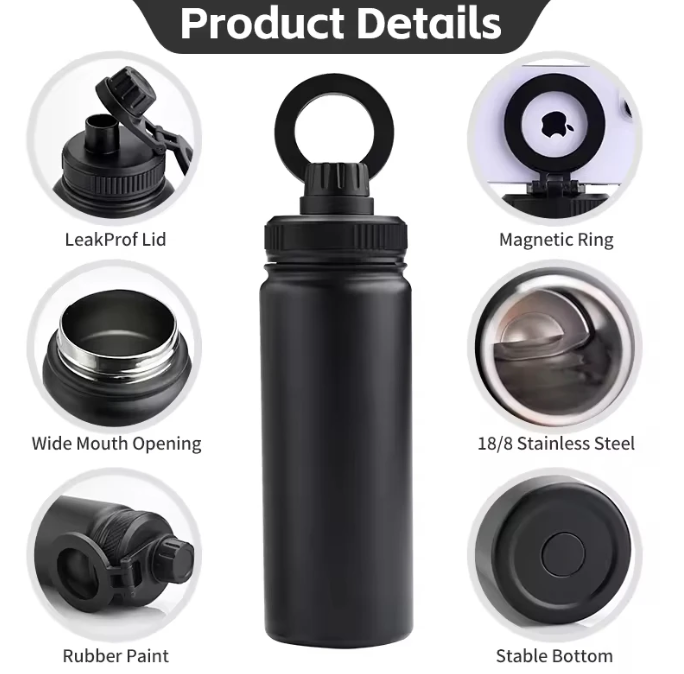 32oz  Stainless Steel Sports Water Bottle Insulated with Phone Holder