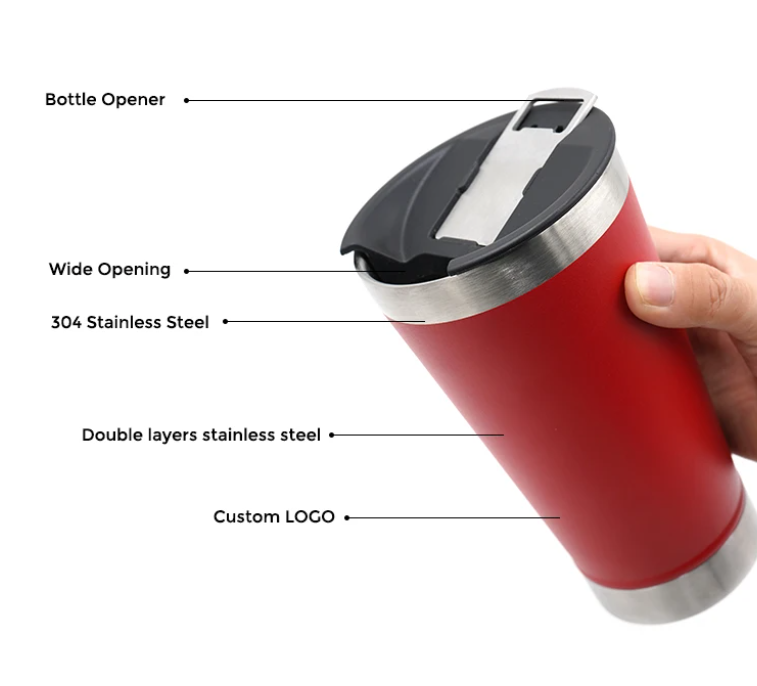 20oz Portable Bottle Opener Stainless Steel Double-Layer Auto Cup