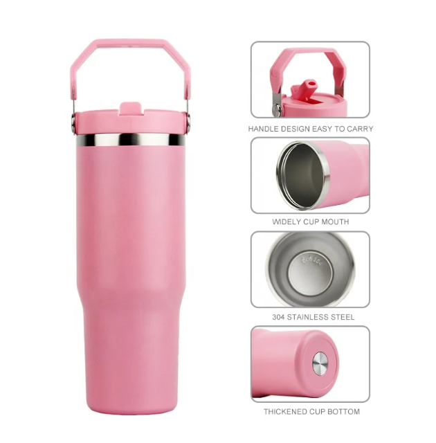 Custom Logo 30 oz Tumbler with Handle and Straw