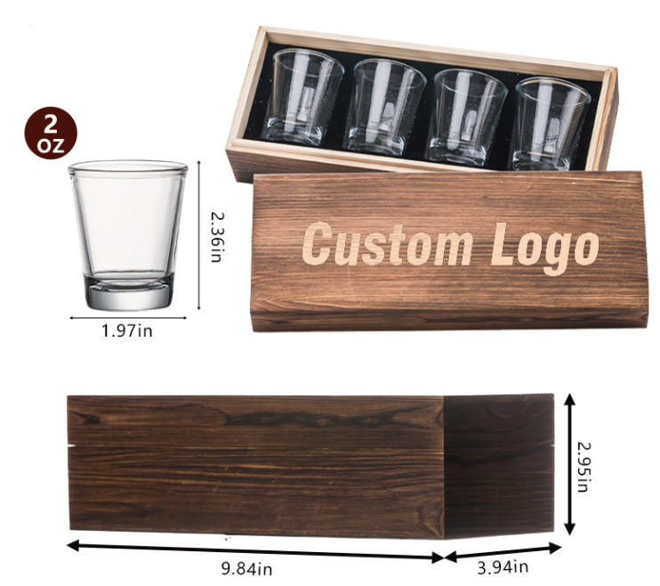 Custom Logo Shot Glasses With Wood Storage Box