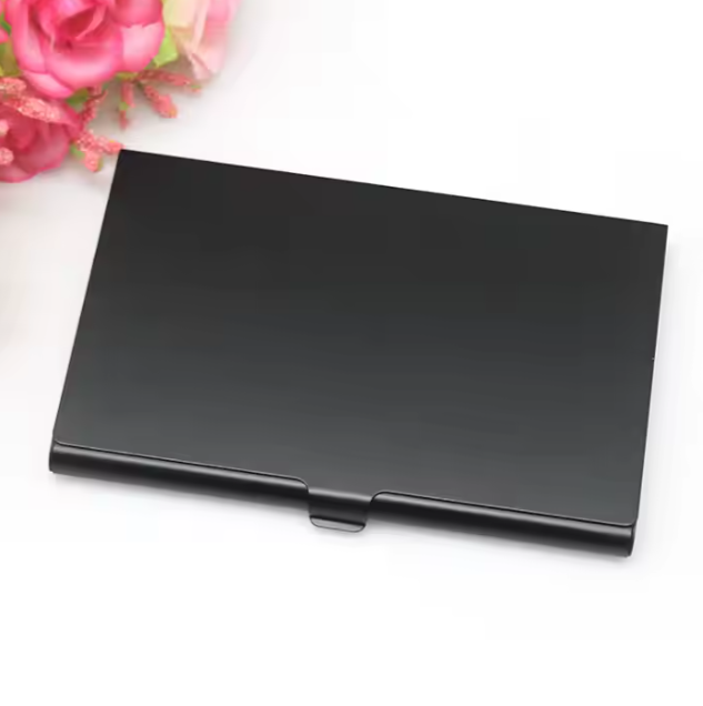 Black Metal Engraved Card Holder