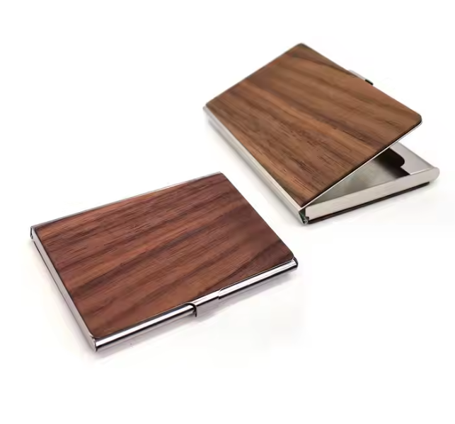 Custom Engraved Cherry Wood Business Card Holder