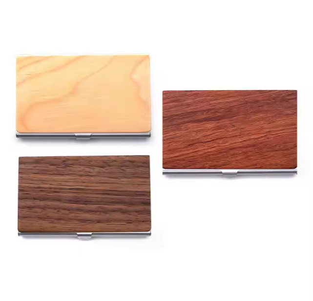 Custom Engraved Cherry Wood Business Card Holder