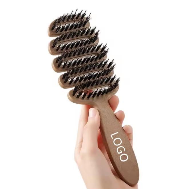 Custom Logo Curly Hairbrush Nylon Mix
